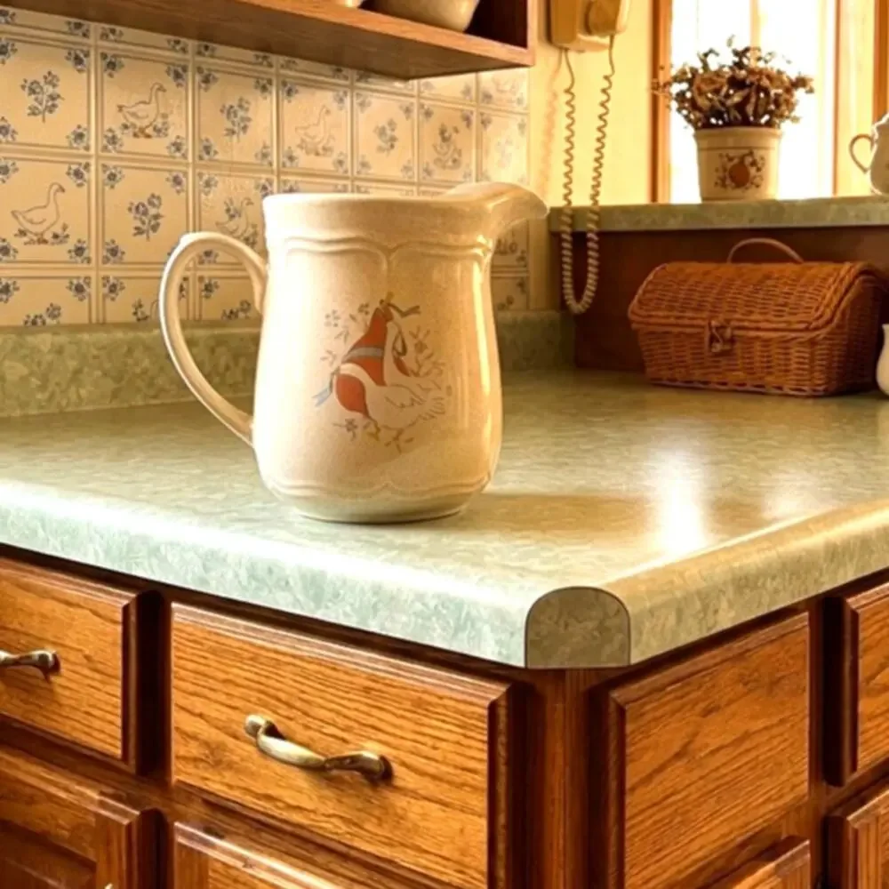 vintage stoneware pitcher Marmalade pattern by International China geese ribbon